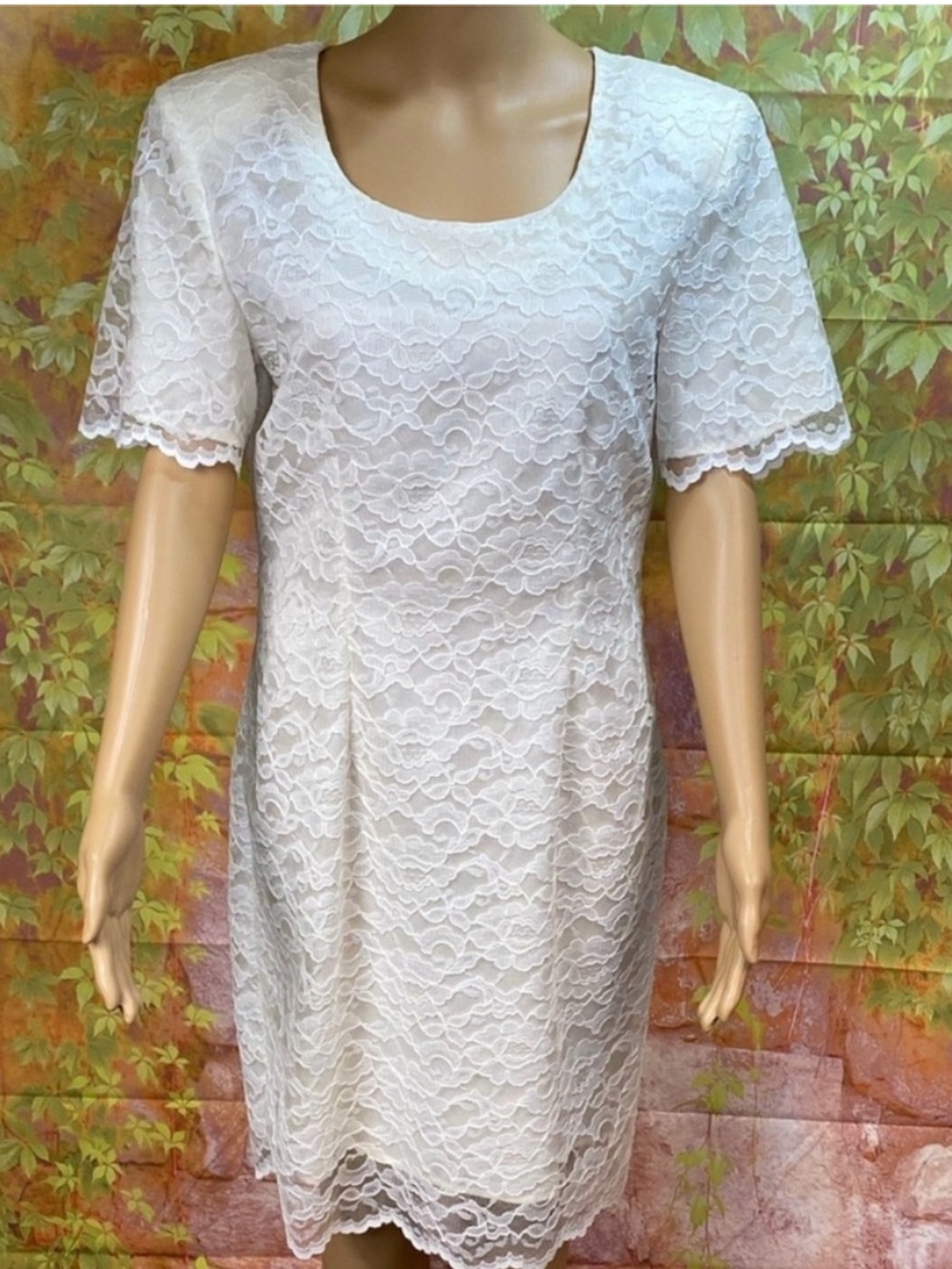 My‎ Michelle Vintage Ivory Lace Short-Sleeve Sheath Dress